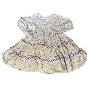 Shrimp & Grits Kids light green floral tiered long sleeve dress SIZE XS